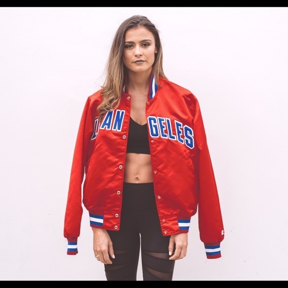 VINTAGE satin Starter jacket szM/L NBA LA Clippers varsity coat rare 90s 80s vtg - Picture 4 of 16